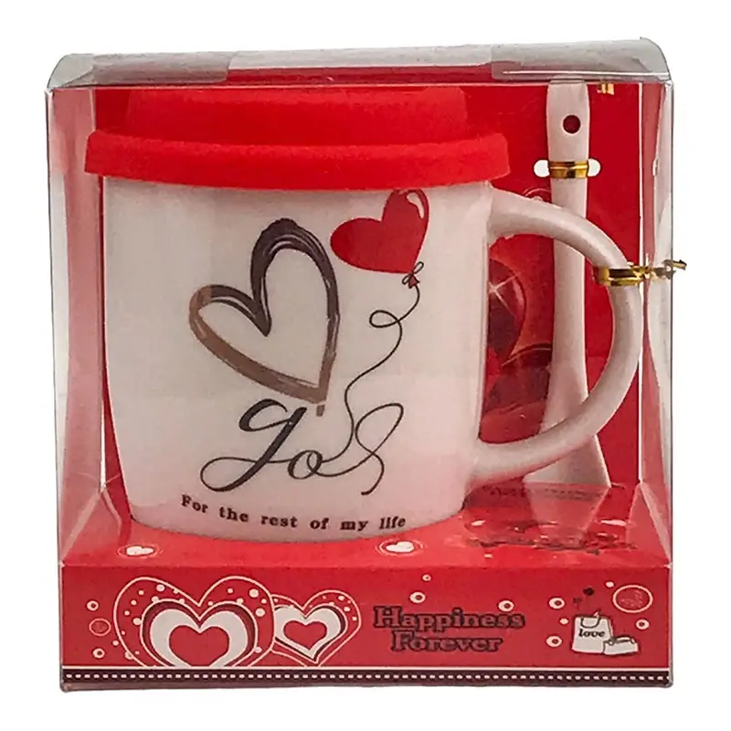 Cana cu lingurita si capac silicon, inimi, model 1905h